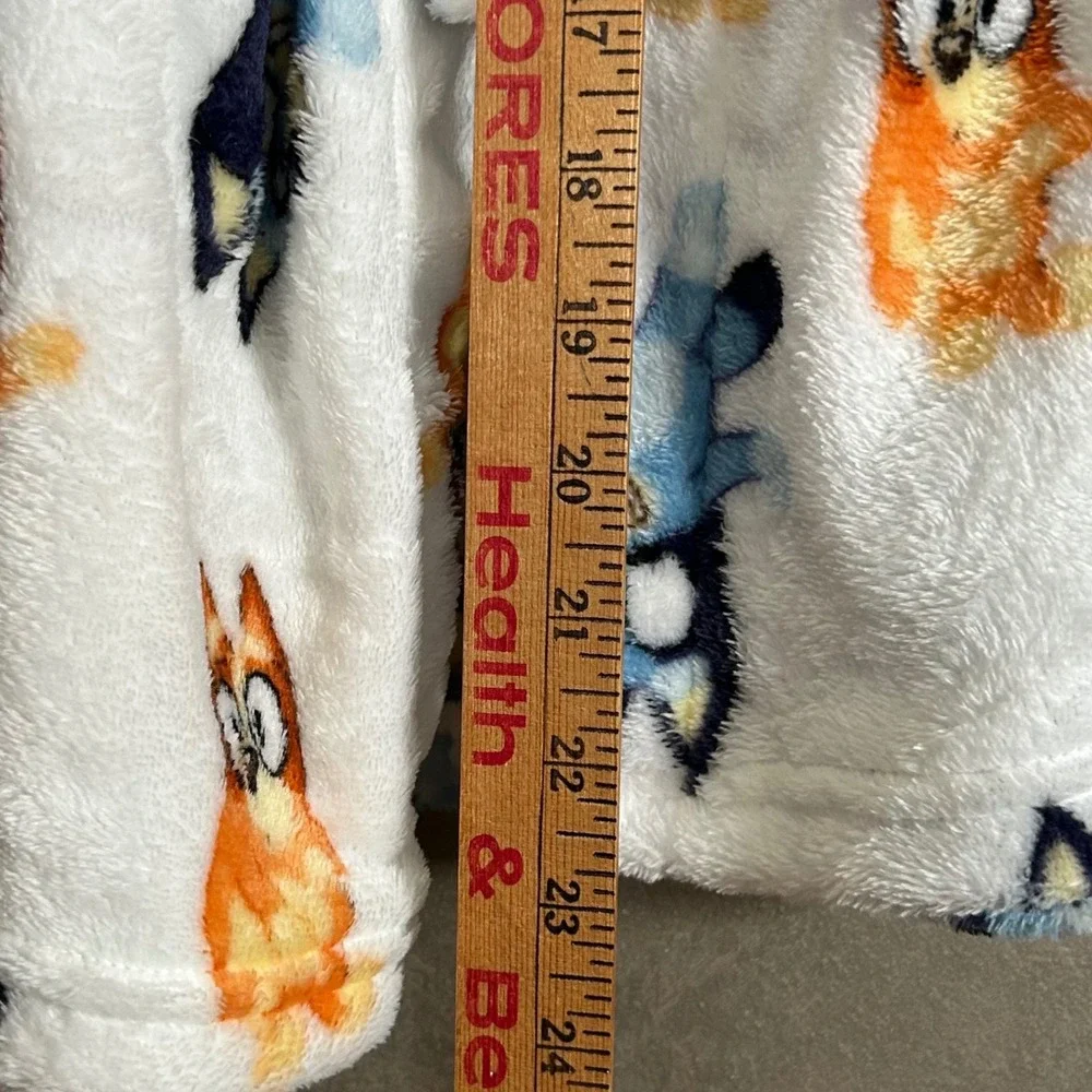 Bluey Bingo Kids Fleece Bathrobe White Blue Orange Size 4T Brand New Bath Time